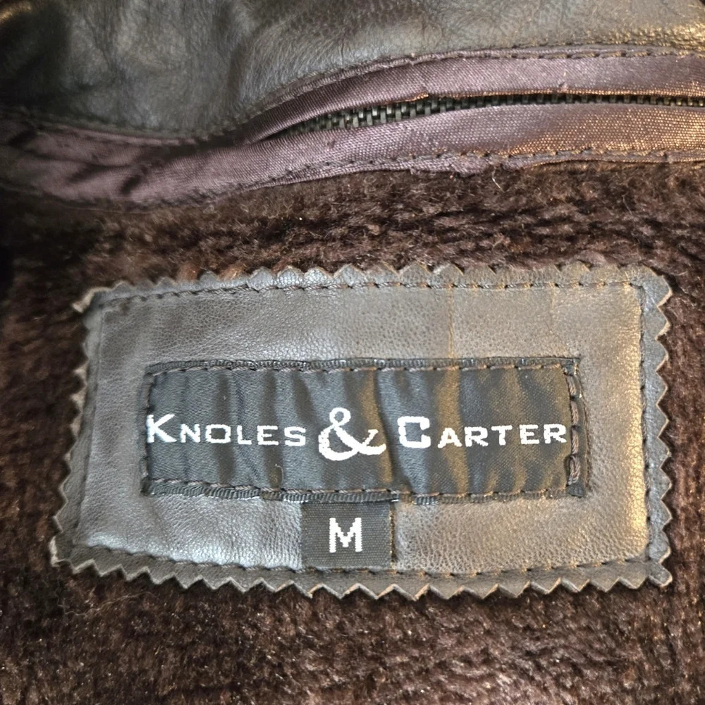 Chocolate Knoles & Carter Leather 3/4 Coat EUC 🍫 - Picture 14 of 16
